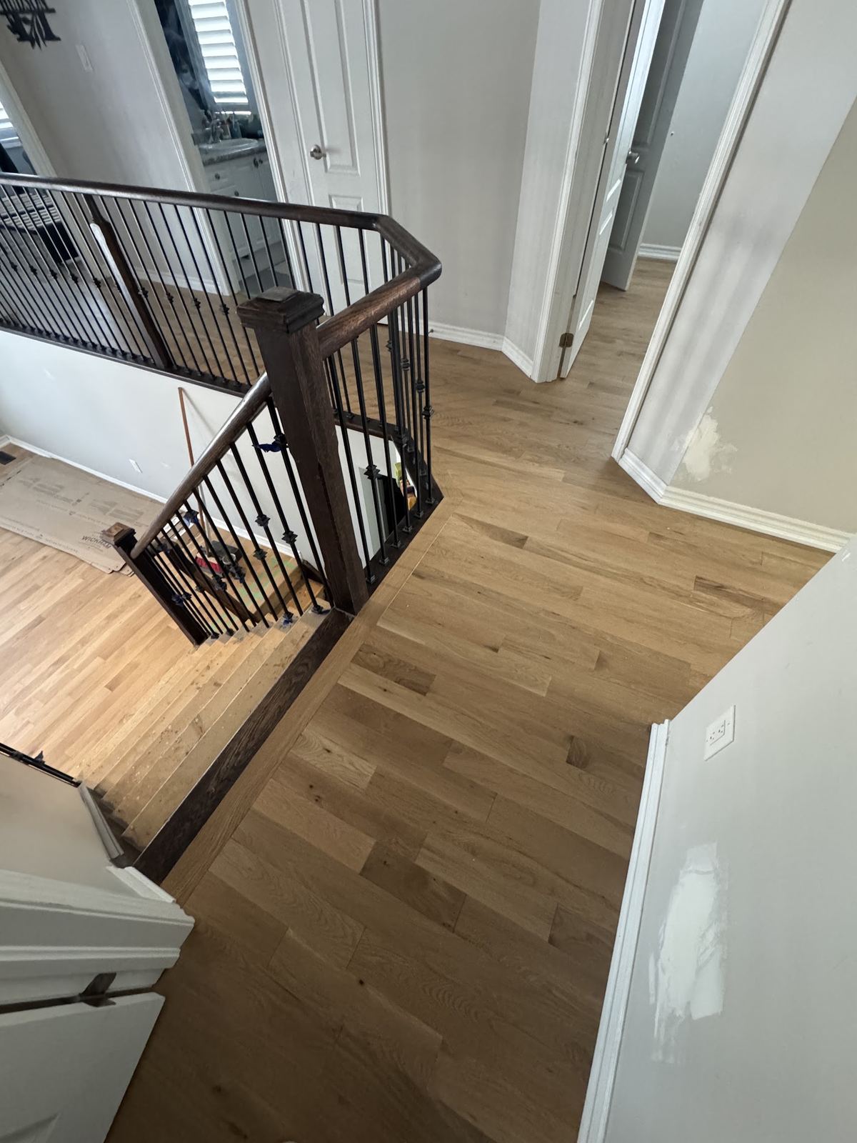 Hardwood stairs and landing