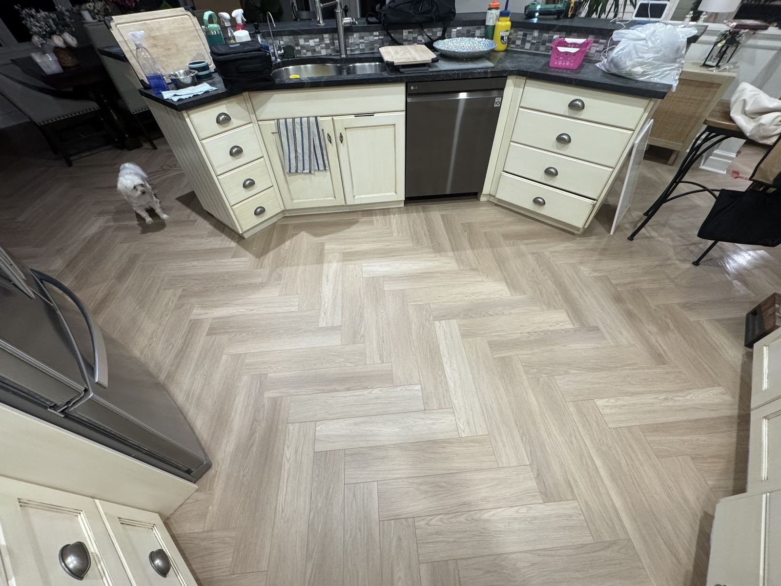 Herringbone LVP kitchen