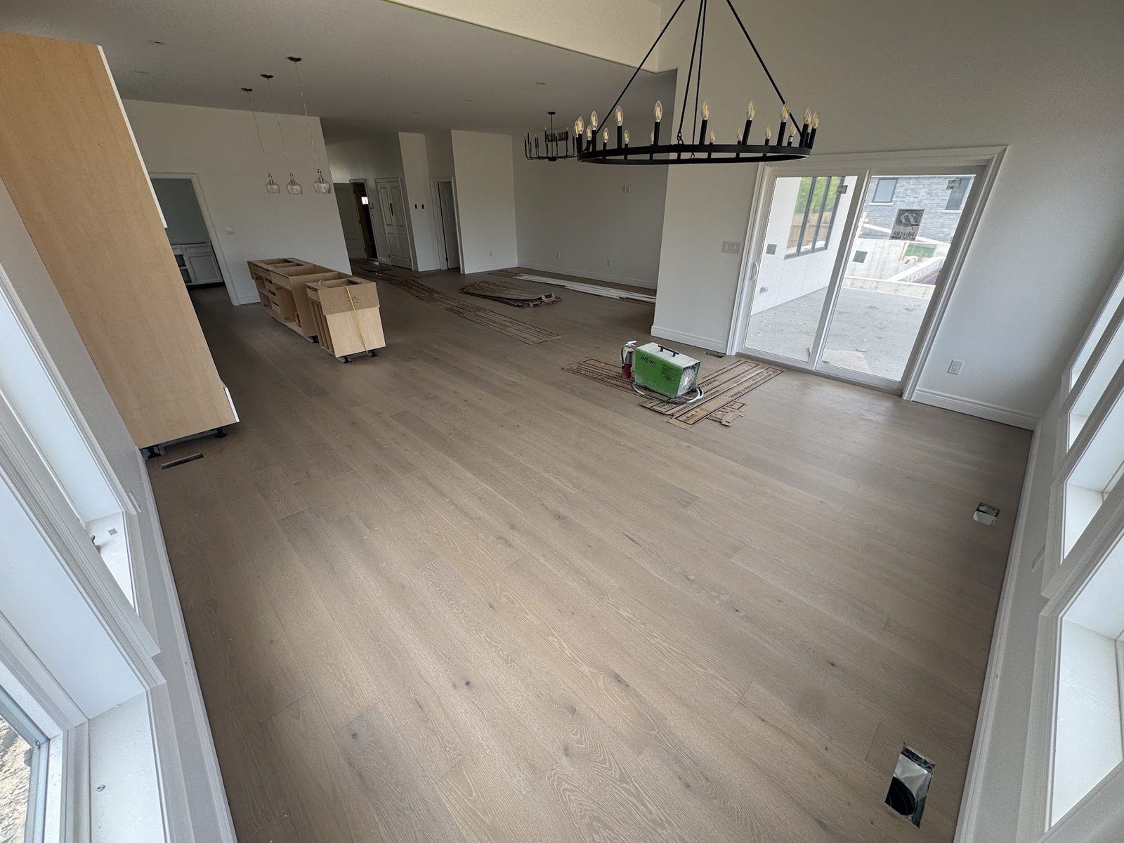 Wide plank hardwood living area