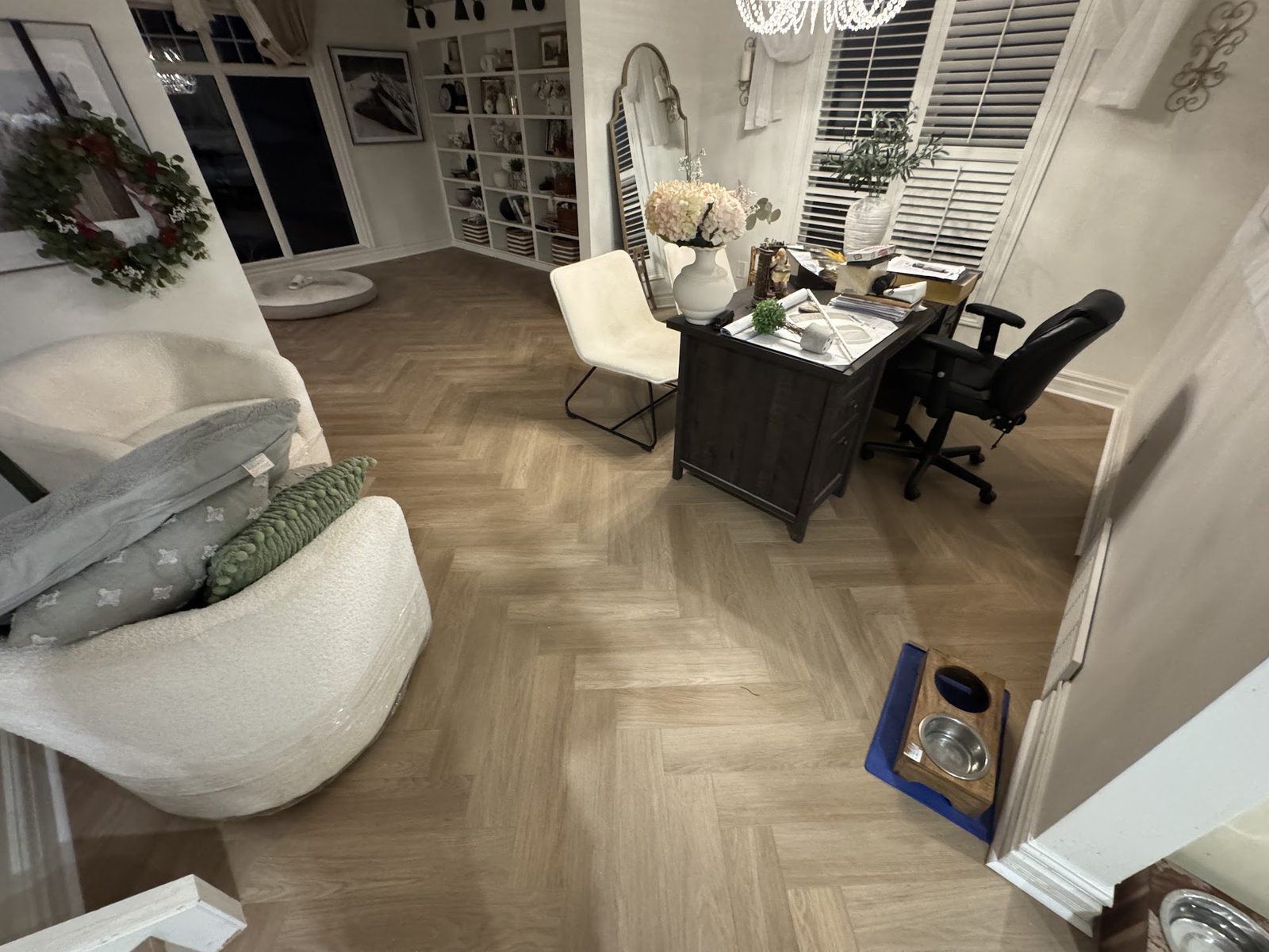 LVP herringbone home office