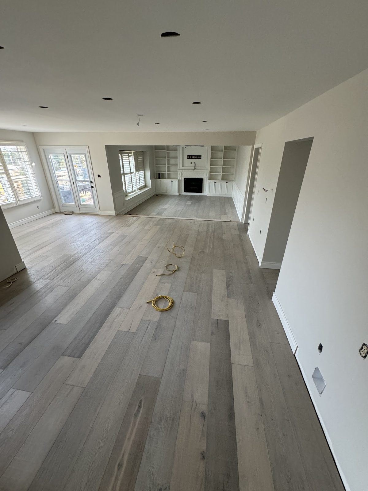 Wide plank hardwood great room