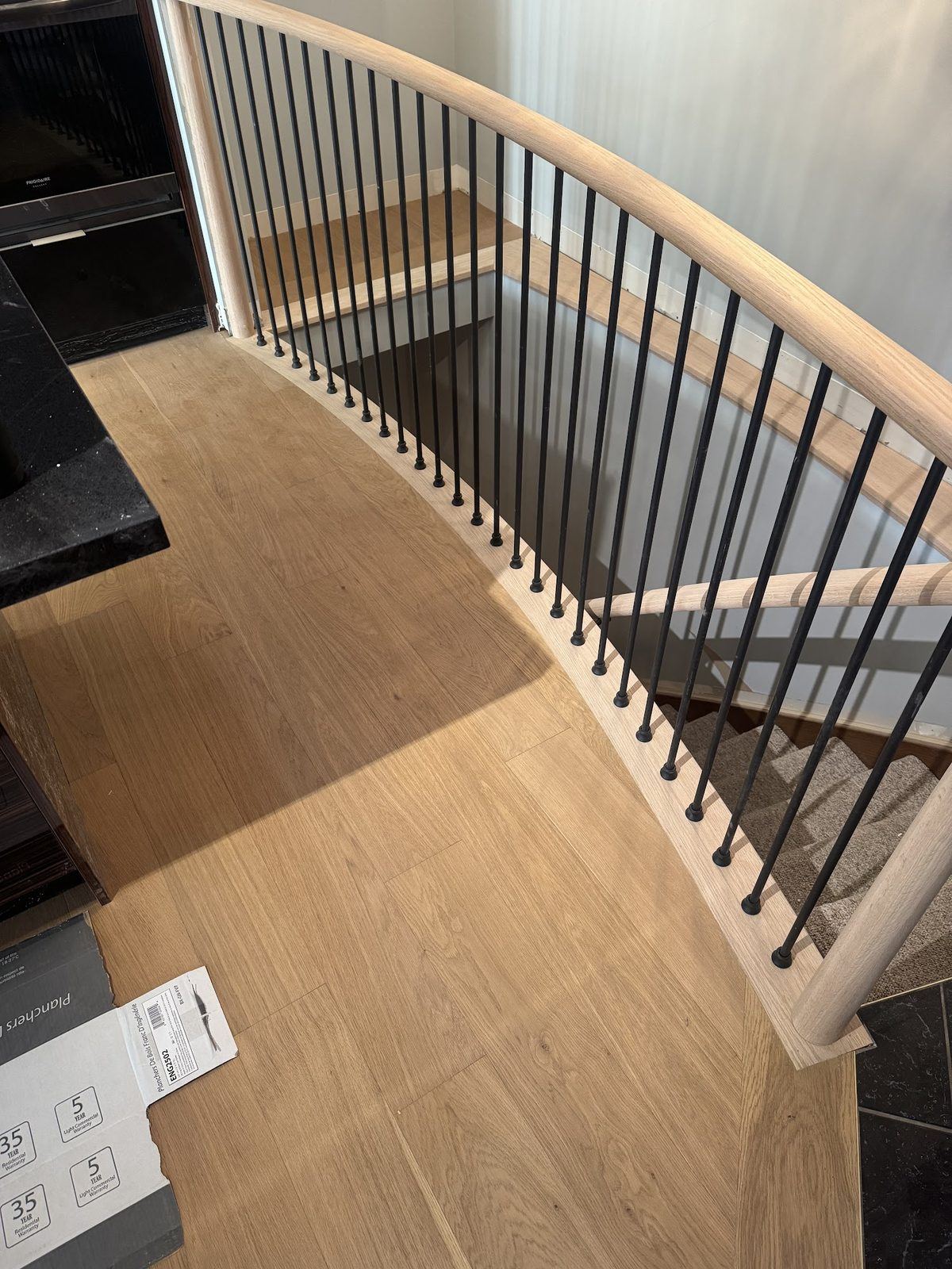Hardwood curved landing