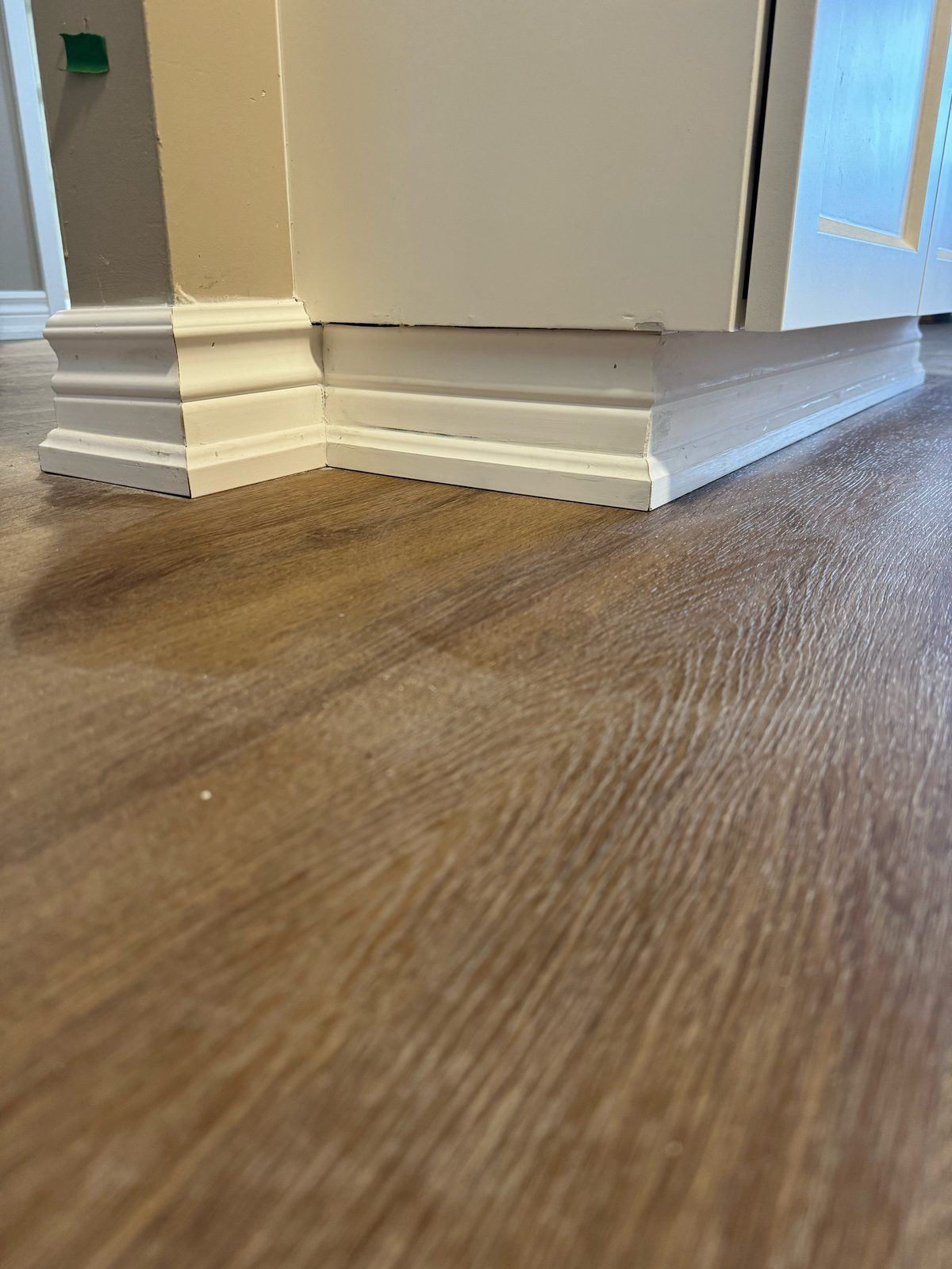 Stacked baseboard, outside corners