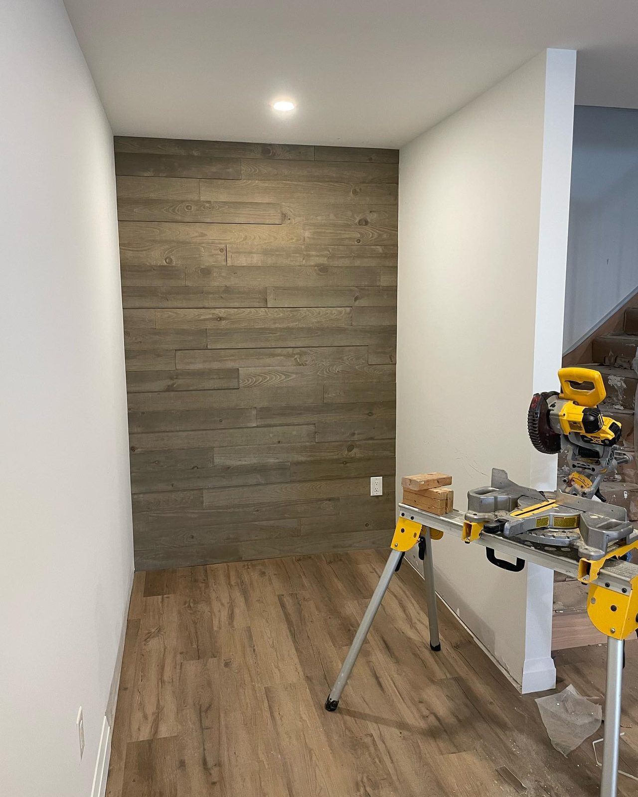 Grey plank feature wall
