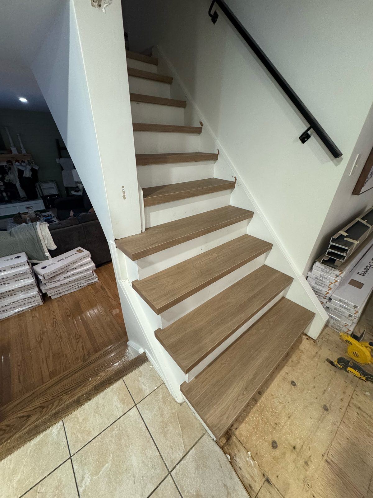 Light treads, white risers