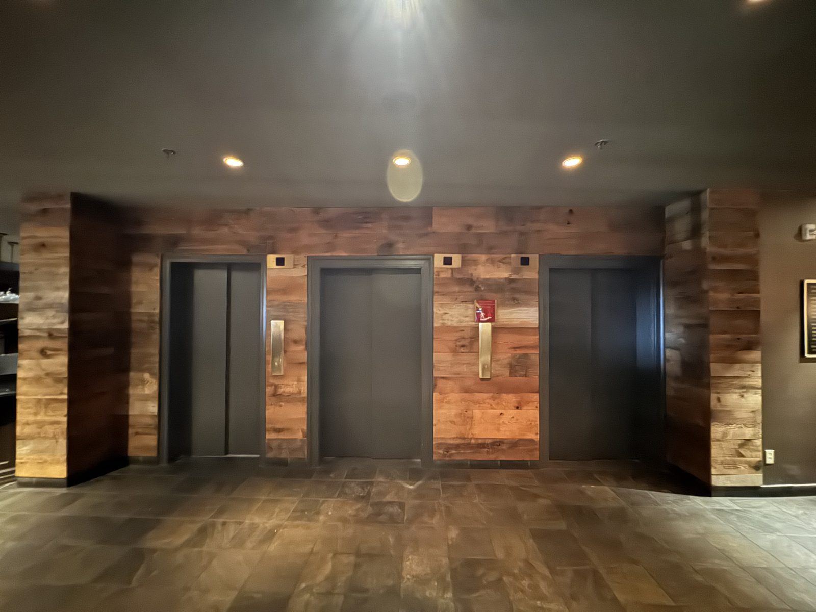 Elevator lobby feature wall